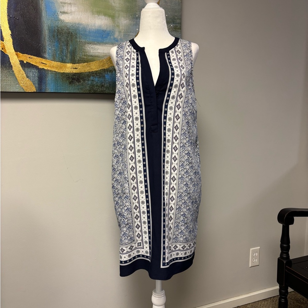 Dalia Blue and White Halter Sundress